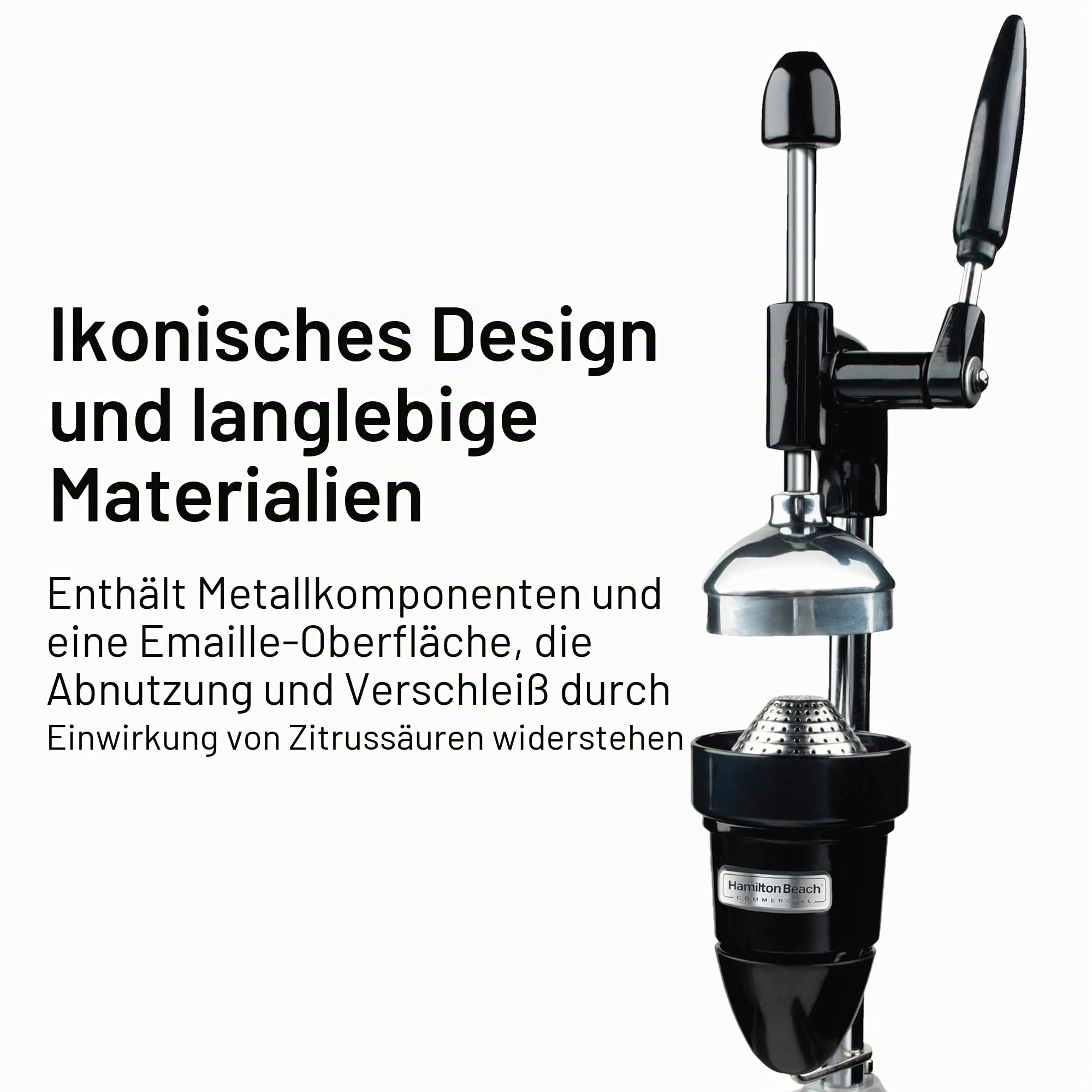 Hamilton Beach Commercial 932 Manuelle Zitrus Saftpresse, Metal, Schwarz/Grau