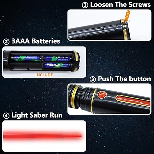 Miniatura 7 de Sable iluminado para niños, sable de luz azul con sonido FX, juego de espadas de luz expandibles para guerreros de guerra de galaxia, fiestas de