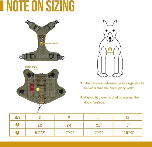 Miniatura 6 de OneTigris FIRE Watcher 2.0 - Arnés táctico para perro, con asa, arnés militar para perros grandes y medianos, chaleco para perro de servicio sin