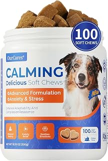 Calming Chews for Dogs, Melatonin for Dogs Treats for Sleep, Separation Anxiety Relief for Dogs, Dog Sleep & Separation Stress Aid, Chicken Flavor 100 Chews