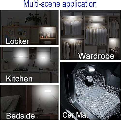 Miniatura 9 de FICBOX 3 luces LED para interiores de automóvil con 6 cuentas de lámpara LED brillantes luz de iluminación recargable USB luz de lectura portátil