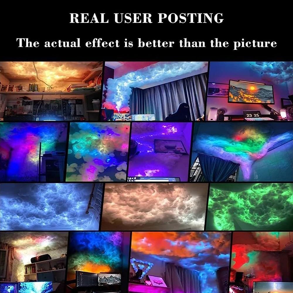 Luz de nube LED, luz nocturna de nube 3D, luces de nube de techo esponjoso, luz de pared de nube RGB Color Ajustable con Control Remoto decoración navideña para el hogar 5m