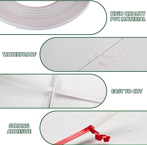 Miniatura 6 de JSIWOTH 6.35cm × 6.1m Cinta Adhesiva Pelar y Pegar para Molduras de Pared - Moldura Adhesiva Flexible para Paredes, Bordes, Ventanas, Azulejos de