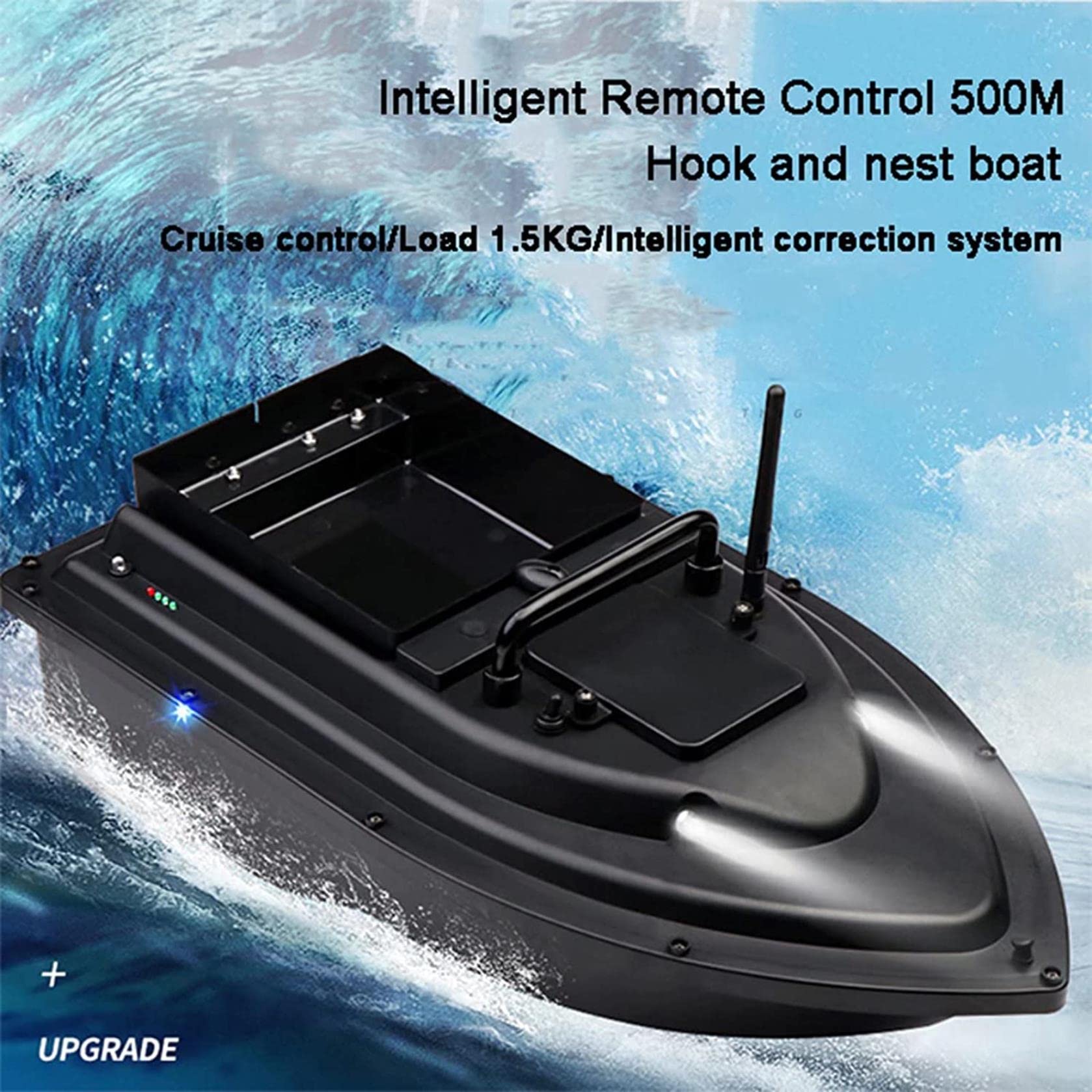 Nuevo Barco de Cebo de Pescado para Pesca de Carpa Barco de Cebo Inteligente de 500 m con batería de 5200 mAh y luz Nocturna LED Crucero automático Herramienta de Pesca Adicional