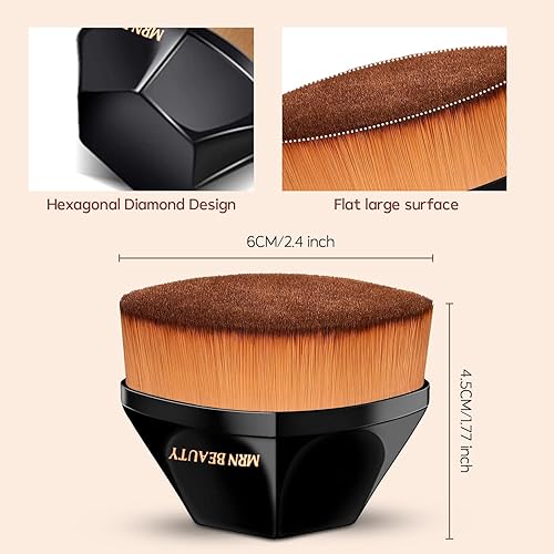 Miniatura 5 de MRN BEAUTY Brocha de maquillaje para base Adecuado para base de rubor líquido y polvo Con una funda protectora transparente parte superior plana