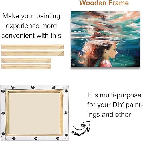 Miniatura 7 de EVNEED Barras de lona de 16 x 20 pulgadas, marco de lienzo de 16 x 20 pulgadas, fácil de montar, kits de marcos al óleo de envoltura de galería,