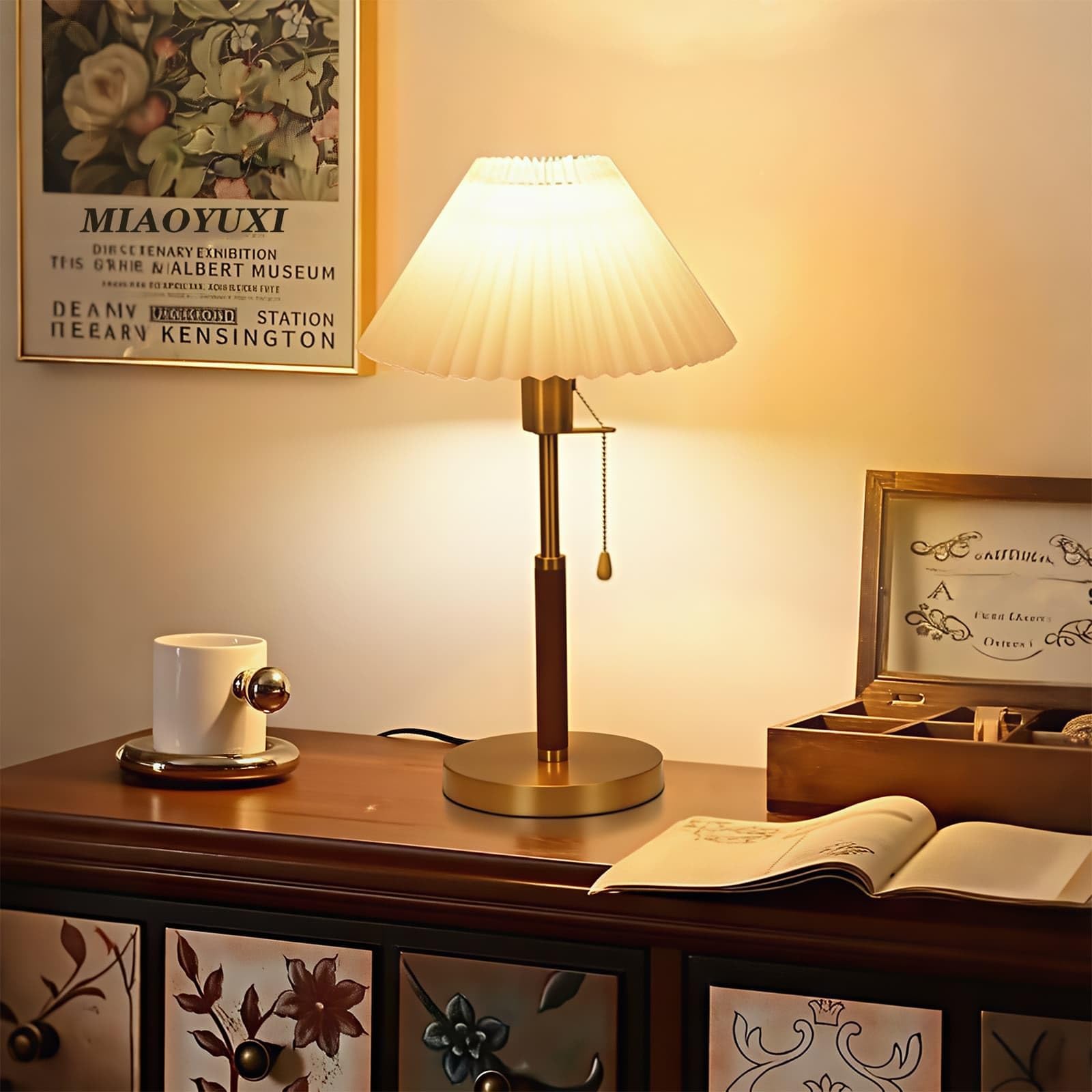 Mesa de Metal Moderna con Pantalla de Papel de arroz, iluminación de cabecera de Escritorio Ajustable y amigable para la Vista para Oficina, mesita de Noche de Dormitorio | Lámpara de Trabajo