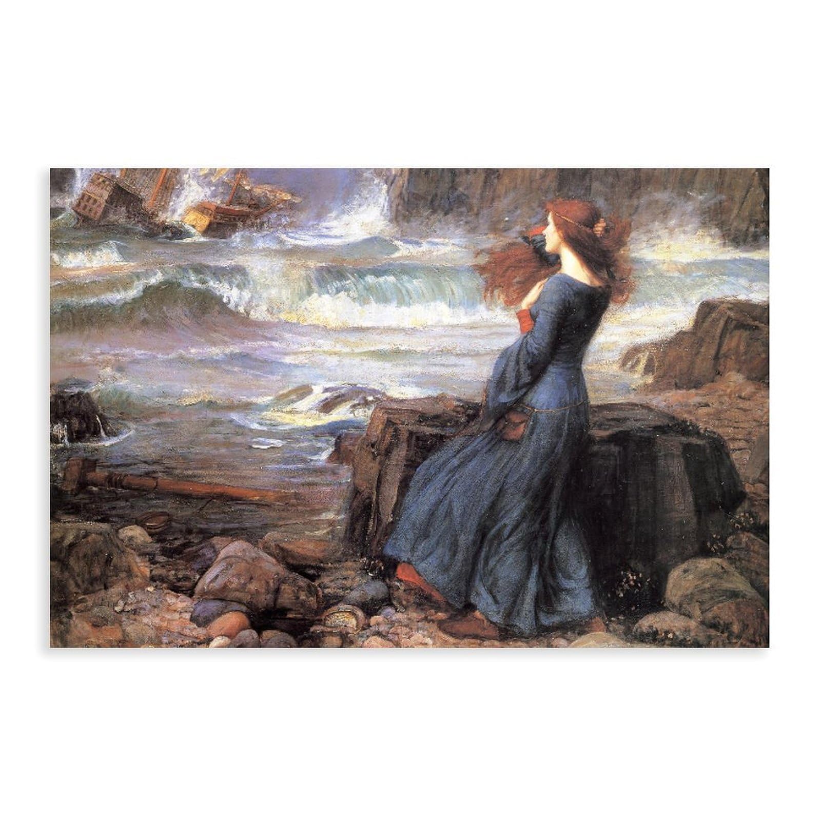WCYB Miranda - The Tempest by John William Waterhouse Posters Prints Canvas Deco Paintings Wall Art Unframe 12" L X 18" W