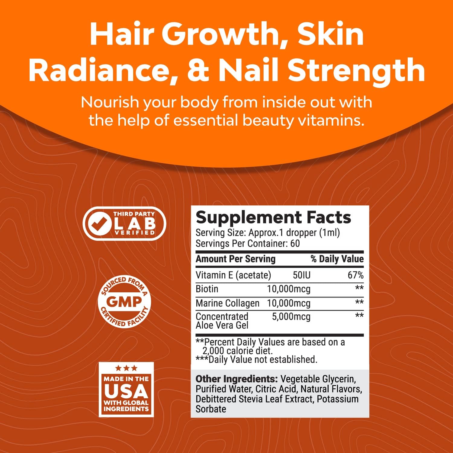 Liquid Biotin and Collagen for Hair Growth - Liquid Collagen for Women and Men for Hair Skin and Nails with Biotin - High Absorption Marine Collagen and Biotin Liquid Drops for Hair Growth (2 Pack)