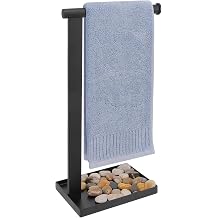 Hand Towel Holder Stand for Bathroom, L- Shaped Standing Hand Towel Rack, Towel Bar Kitchen Vanity Countertop Organizer, SUS304 Stainless Steel Material Metal, Matte Black