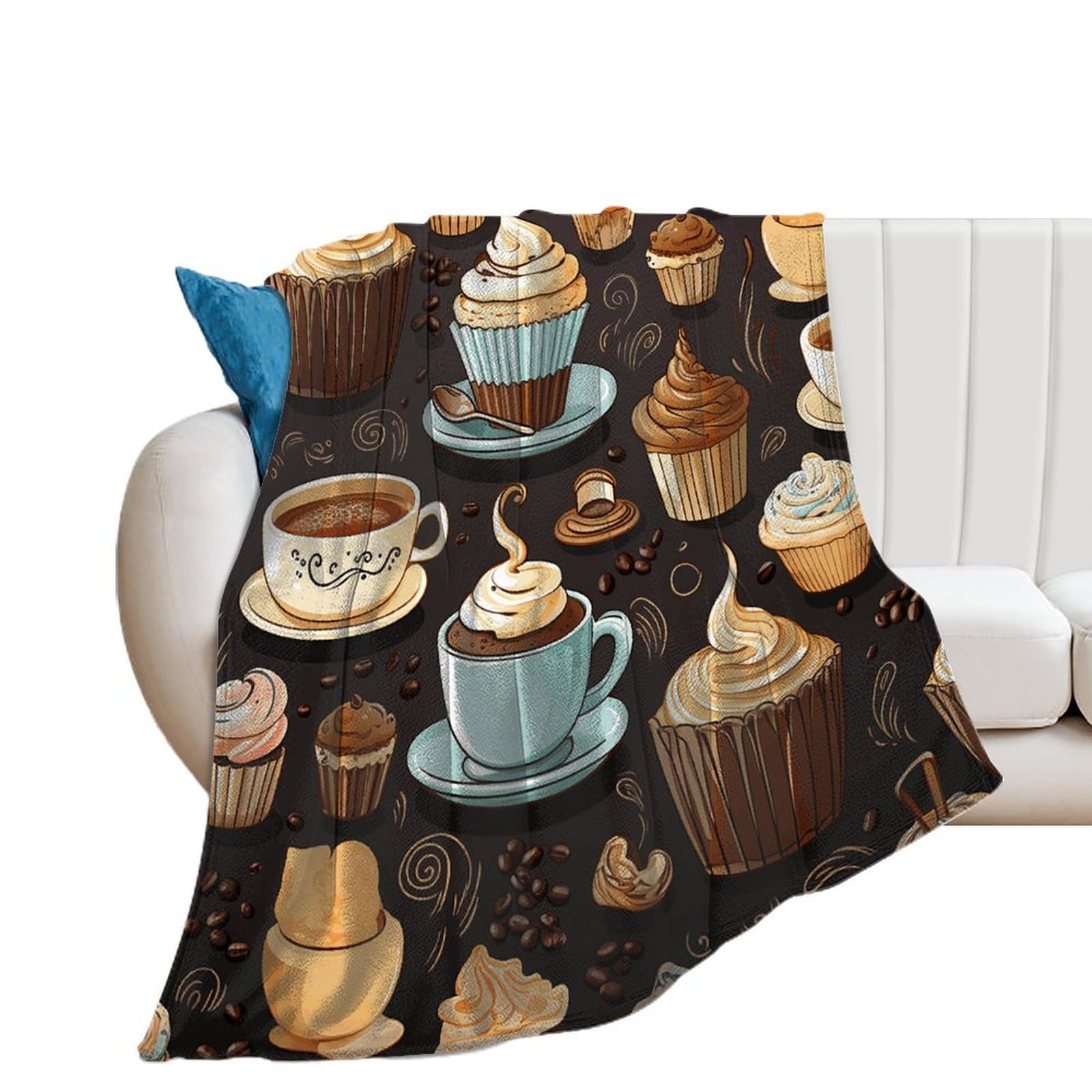 Couverture flanelle douce pour soirée cocooning canapé et lit couleur café