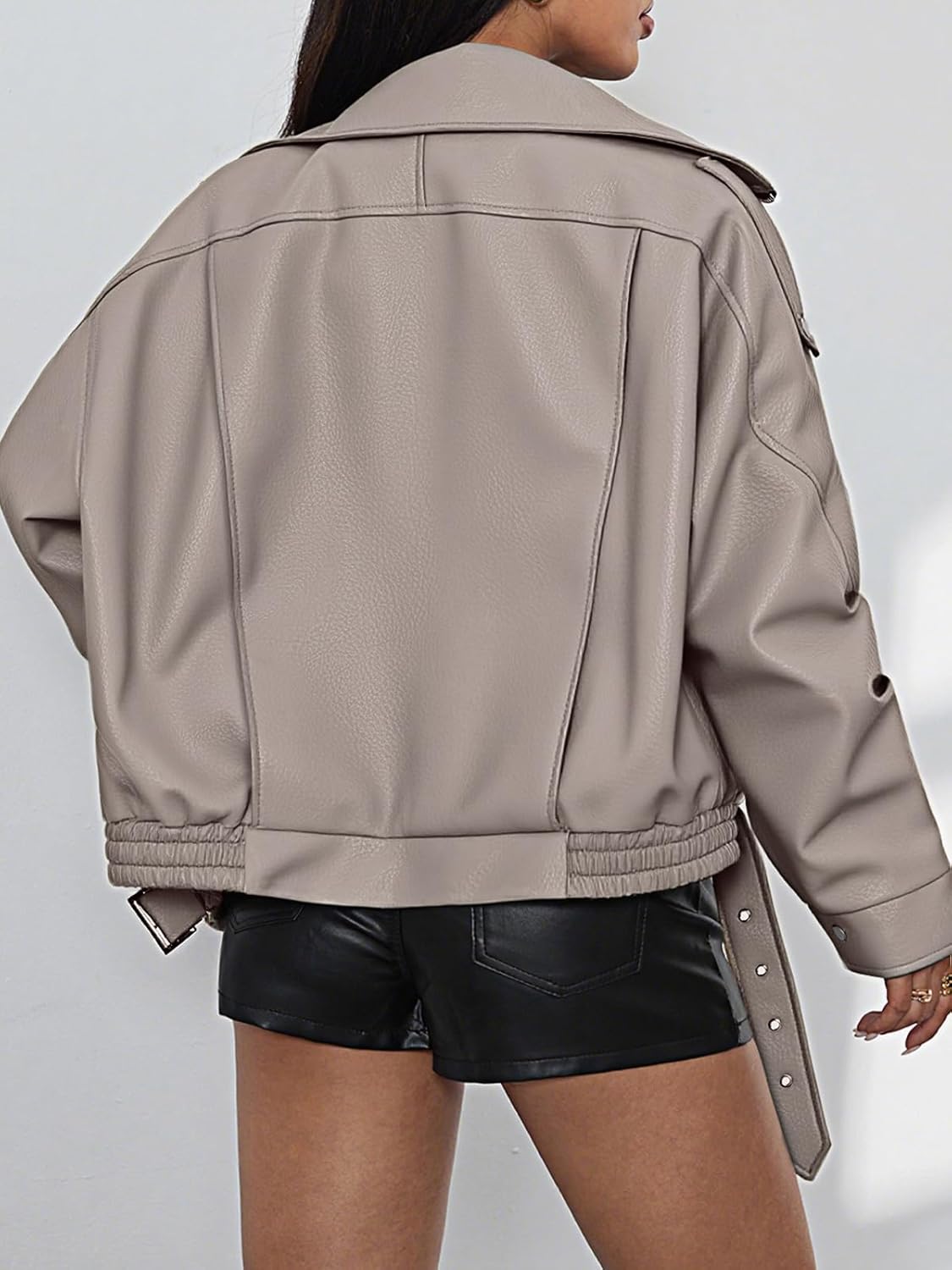 Womens Oversized Leather Jackets Faux Suede Fall Fashion Motorcycle Coats Winter Outfits Clothes Y2k Tops - Image 5