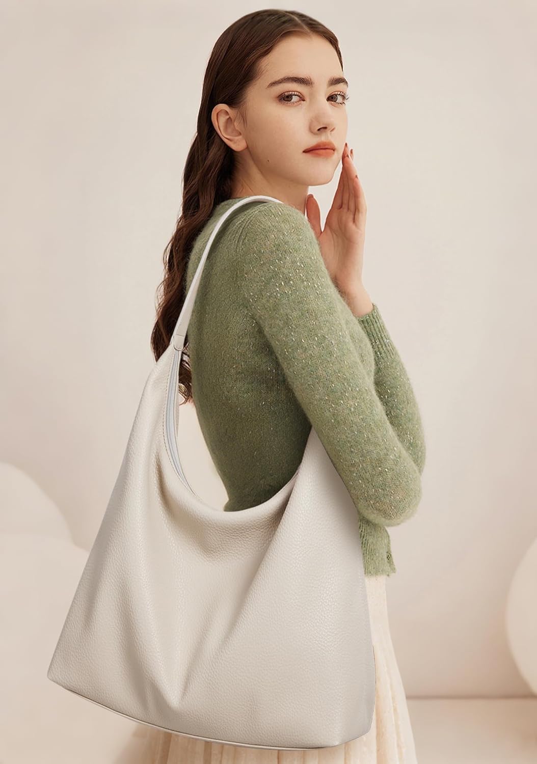 KALIDI Casual Tote Bag Vegan Leather Hobo Zipper Work Bag Weekender Shoulder for Women Shoulder Travel Purse - Image 6