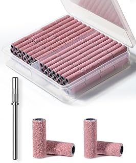 Makartt Nail Drill Bits Sanding Bands - 100 Pcs 180/240 Grit 3.1mm Pink