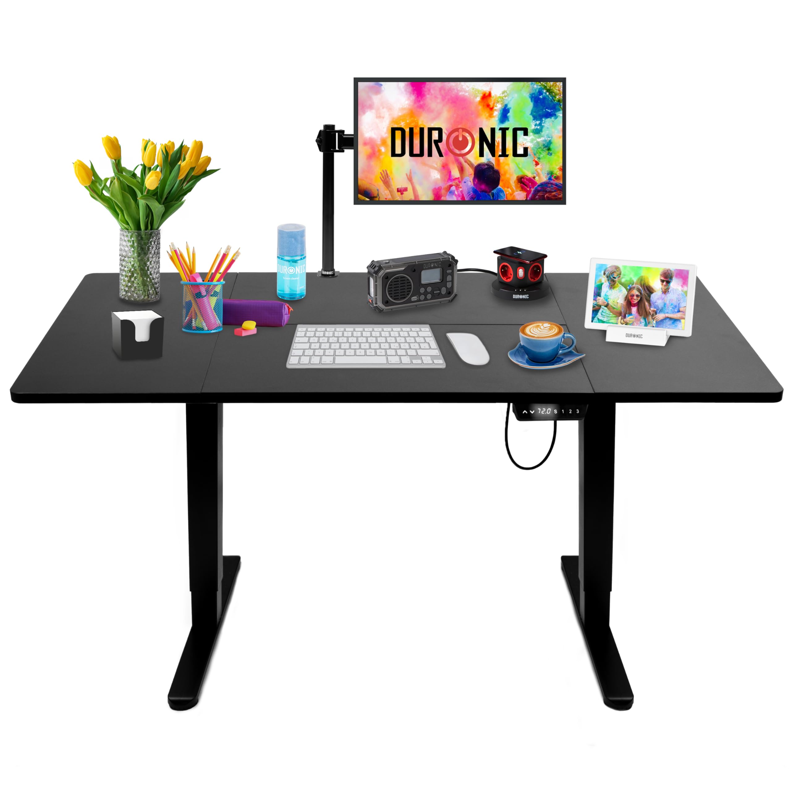 Bureau assis-debout électrique Duronic CD160 BK avec plateau de 160 cm