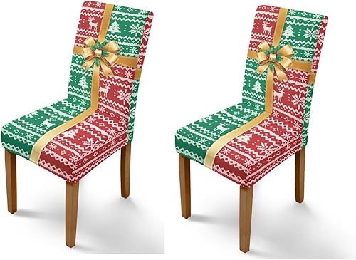 Miniatura 29 de Rnyleeg Juego de 1 fundas de asiento de Feliz Navidad para sillas de comedor, fundas elásticas suaves y cómodas para sillas de comedor con estampado