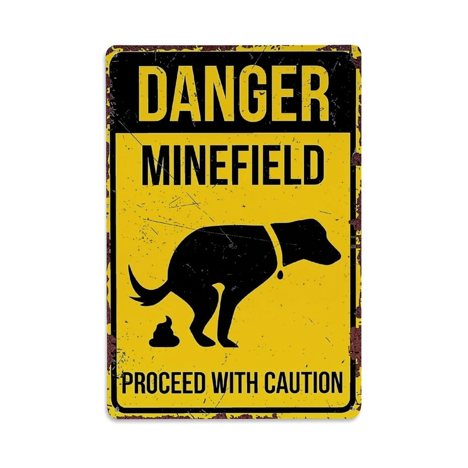 Jdfenggu Vintage Danger Minefield Dog Poop Caution Retro Metal Tin Sign, Decor Art Poster For Bar, Home, Man Cave, Kitchen, Laundry Room Gift 8X12inch