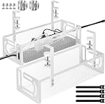 Cable Management Under Desk, Under Desk Cable Management Tray, desk Cable Organizer, Cable Management Box, Cord Organizer for Desk, Under Desk Storage for Office, Home - No Drill to Desk Cable Raceway