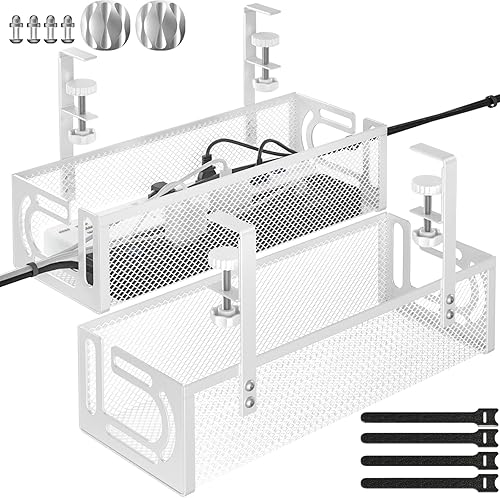 Bandeja de organización de cables para debajo del escritorio, organizador de cables de escritorio de acero sin taladro, bandeja de gestión de cables