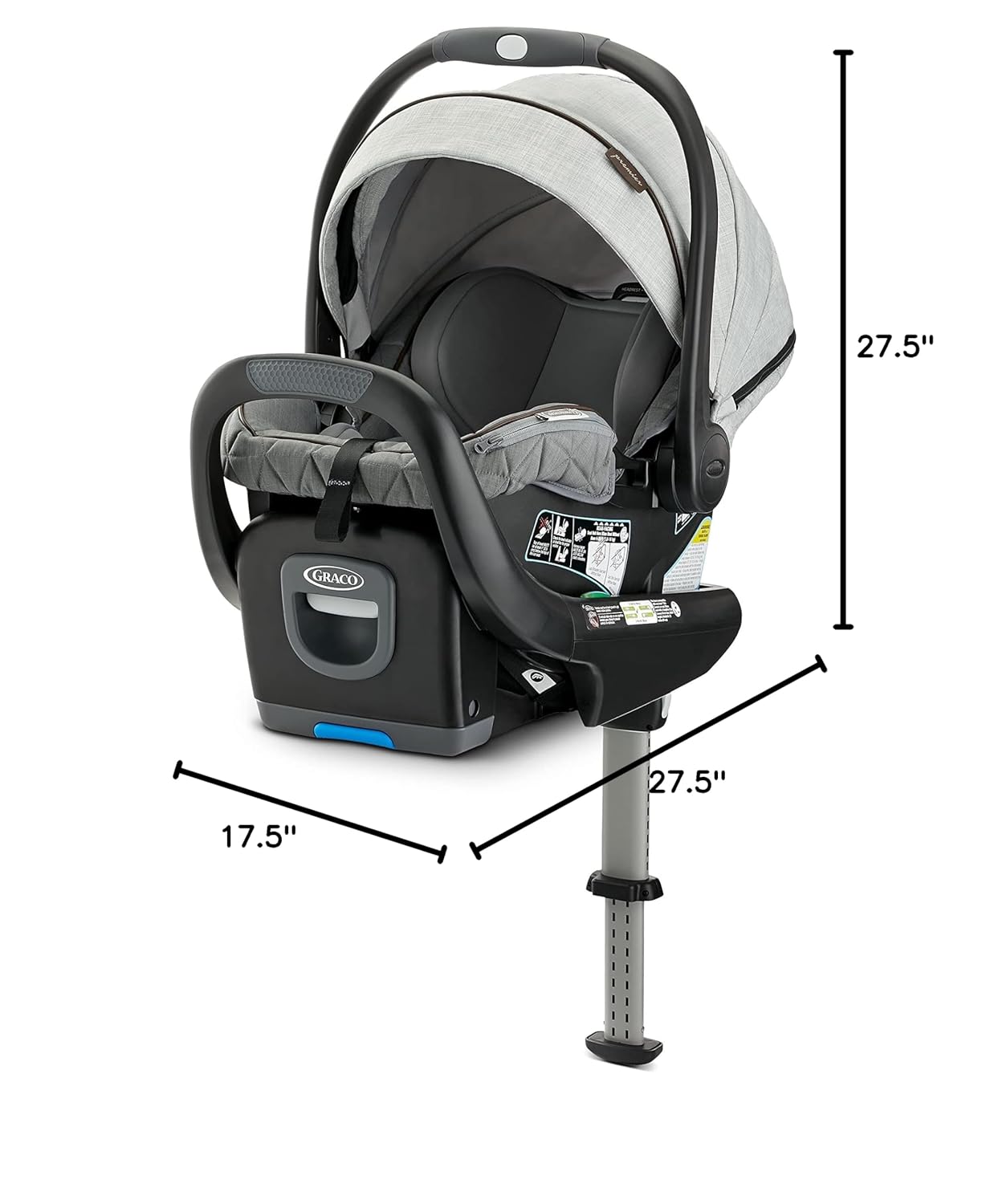 Graco Premier SnugRide SnugFit XT Infant Car Seat W/ Load Leg & Anti-Rebound Bar for Extra Safety, SnugLock Easy Install Rear Facing Baby Car Seat, Privacy Drape, Storage Pocket, Midtown