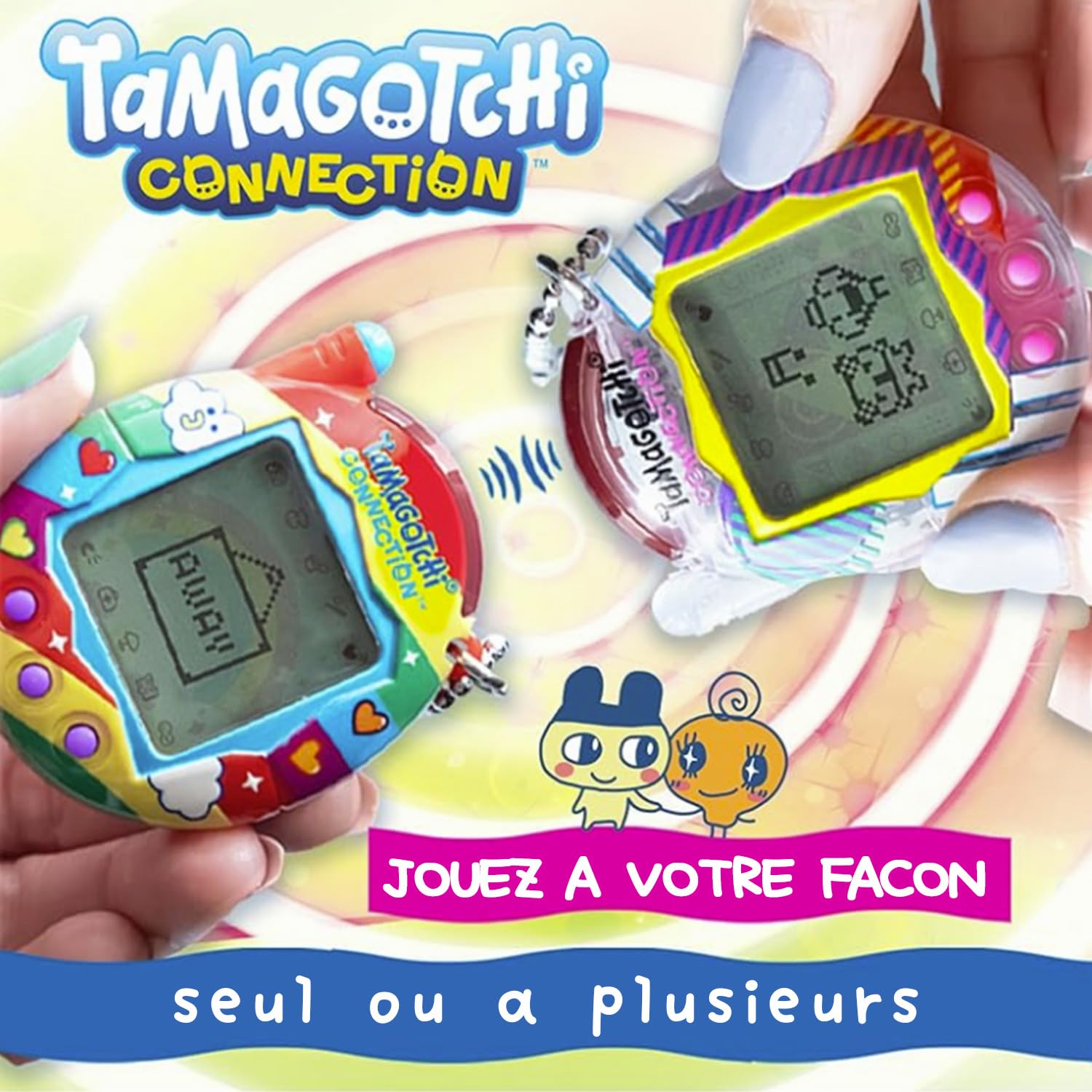 Bandai - Tamagotchi Connection Neon Planet – Animal Virtuel Interactif avec Connexion Infra-Rouge – Grand Écran en français – 6 Mini-Jeux – 50 Personnages à Débloquer - Jouet Enfant 6 ans et + - 44028