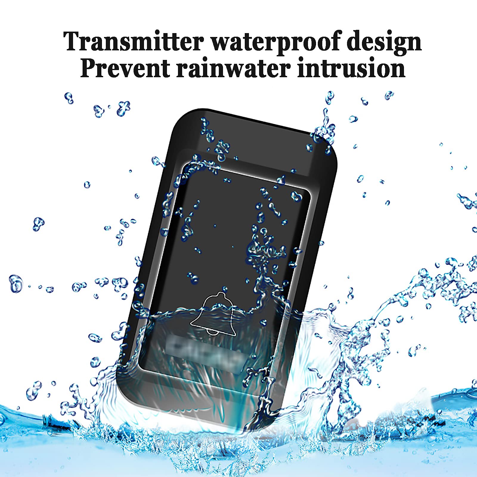 Kabellose Türklingel, 6 Plug-in-Empfänger und 1 selbstbetriebene Taste, wasserdichte Türklingel, kabelloser Klingel, betrieben in 100 m Reichweite, 38 Melodien, 4 einstellbare Lautstärken
