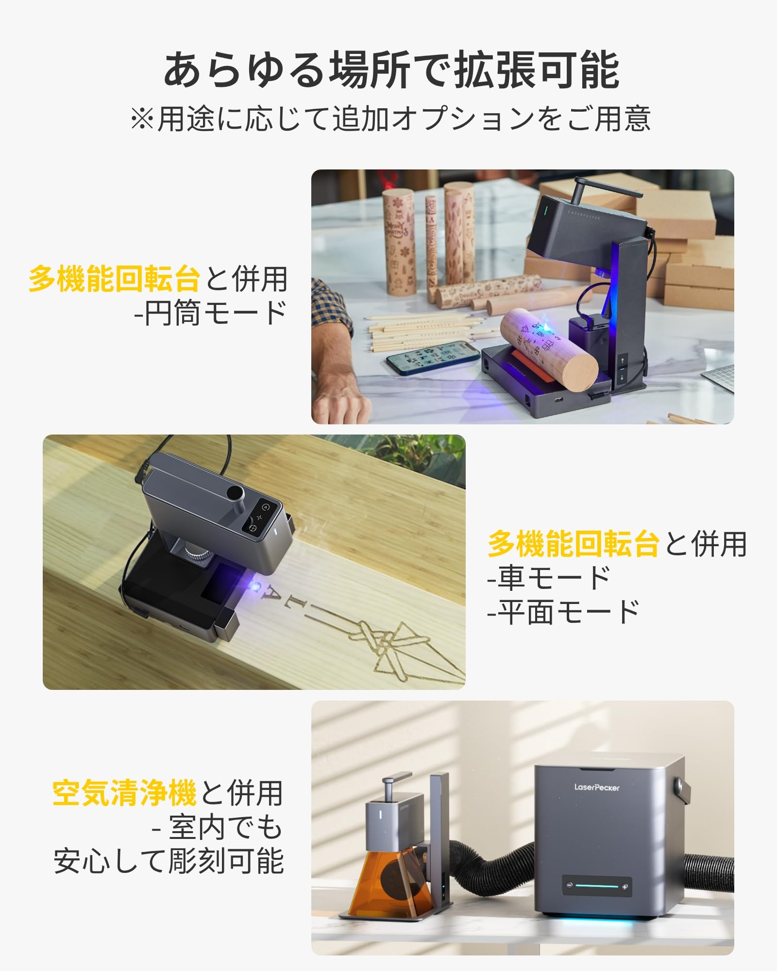 LaserPecker2 小型家庭用レーザー彫刻機 100mm×2000mm