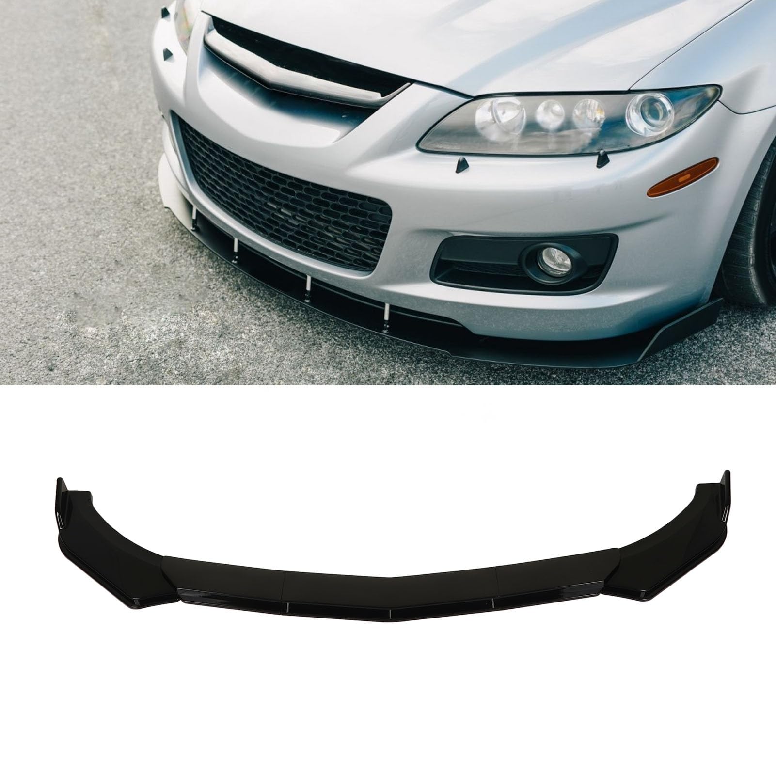 Kit Corpo Labbro Auto Universale, Splitter Spoiler Paraurti Anteriore, Protezione Diffusore Splitter Spoiler Paraurti Anteriore ABS per Auto (Nero)