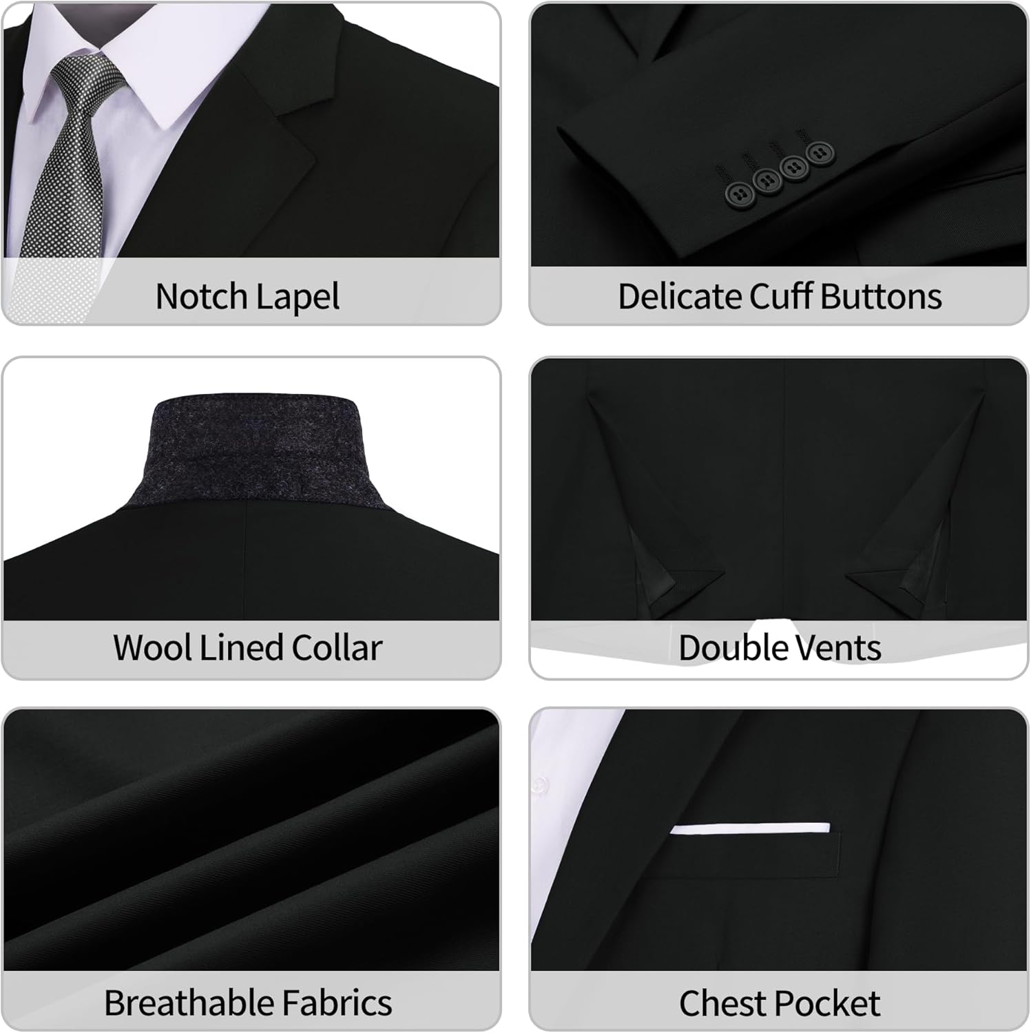 MAGE MALE Men’s Slim Fit Suit Jacket 2 Button Blazer Dress Business Wedding Party Jacket - Image 5