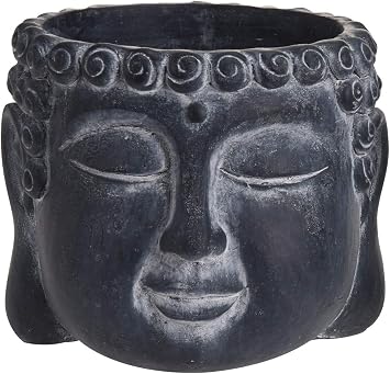 Muddy Hands Buddha Head Cement Plant Pot Indoor Home Decorative Flower Succulent Cactus Herb Planter   9cm Black