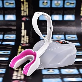 Oral Mart White/Pink Strapped Youth Mouth Guard for Kids - Sports Mouthguard with Connected Strap for Ice Hockey, Football, Lacrosse, Taekwondo