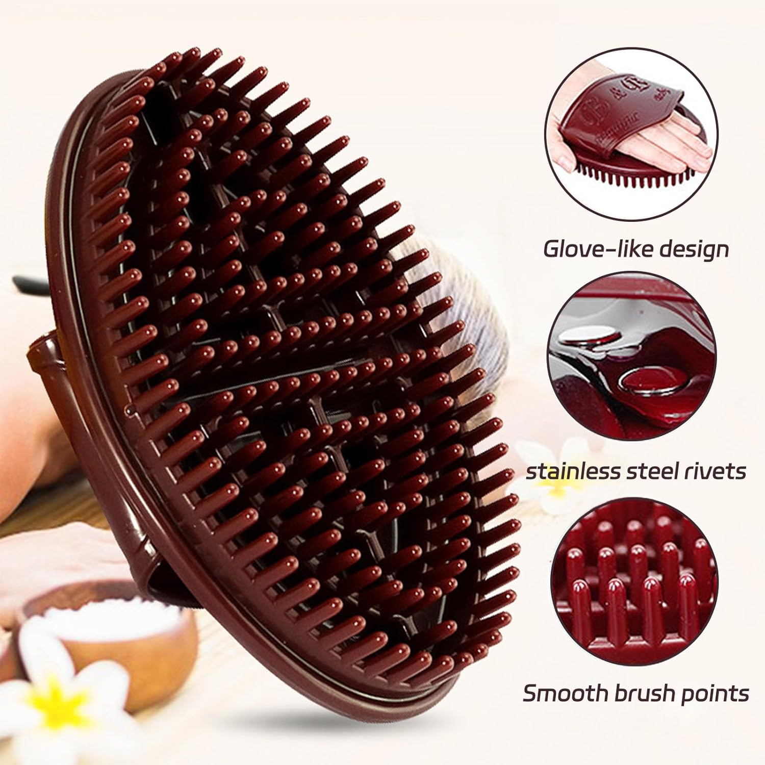 2 Pcs Meridian Massage Brush,Meridian Brush for Belly,(15 * 8cm) Acupressure Meridian,Scalp Massage,Full Body Relaxation Comb,with Meridian Map and Essential Oils (Brown) - Image 3