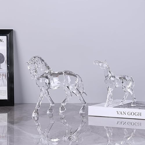 Miniatura 6 de Estatua acrílica transparente de yegua y potro, regalos de caballo para mujeres, estatua y escultura de caballo Luxur con acabado de cristal similar