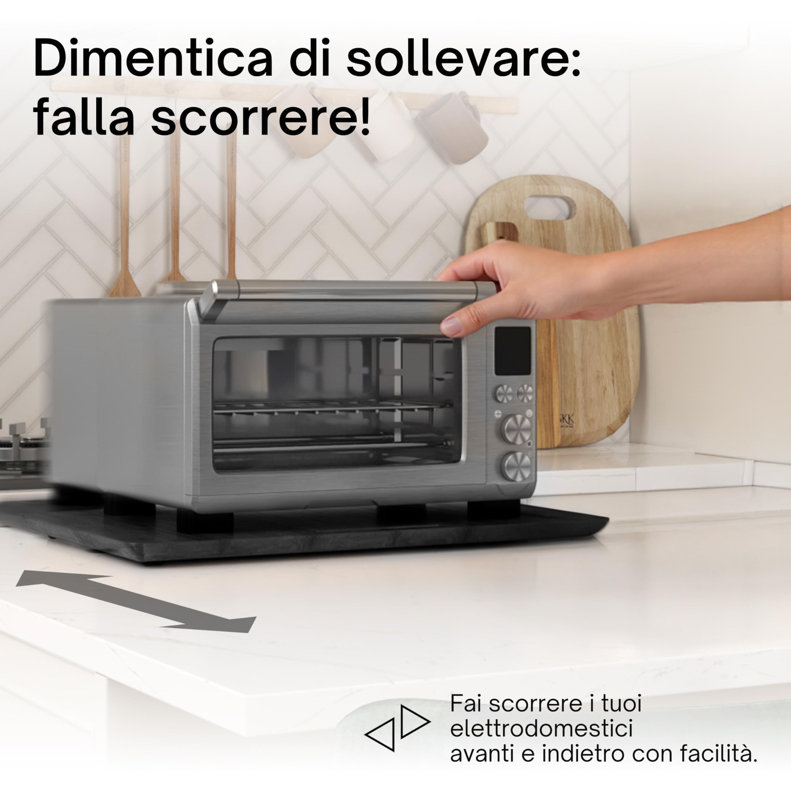 Ibyx Vassoio Scorrevole In Bambù Per Macchina Da Caffè E Friggitrice Ad Aria | Base Con Ruote In Gomma Silenziose, Portata 18 kg | Protegge Il Piano