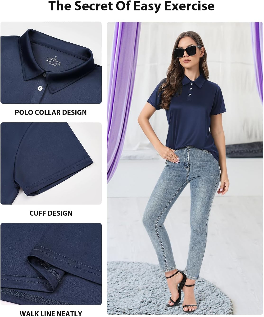 Ullnoy Women Soft Polo Shirts Short Sleeve Dry Fit Golf Shirt for Women Moisture Wicking Athletic Polo Tee Pack - Image 4