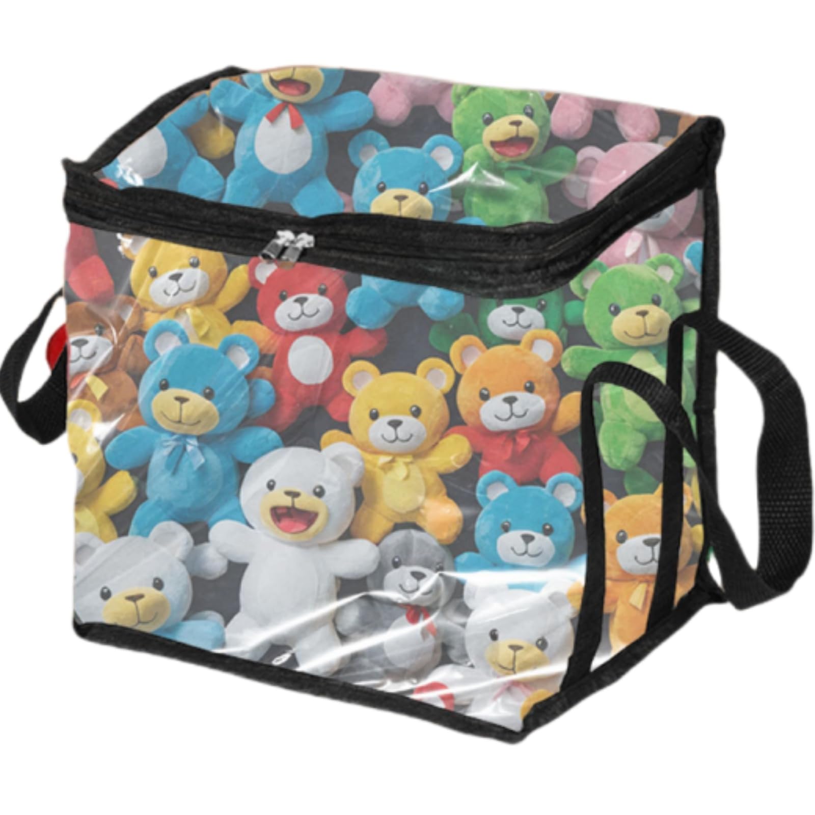 Shaojian Clear Toy Storage Bags Pvc Toys Storage Organiser With Zipper And Handle Waterproof Stuffed Animals Organiser For Building Blocks, Puzzle, Board Game, Kids Books(23×23×17Cm)