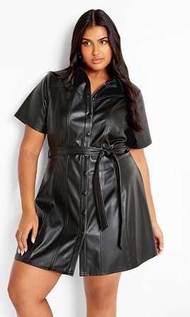 Plus Size Dress PU Hunter in Black
