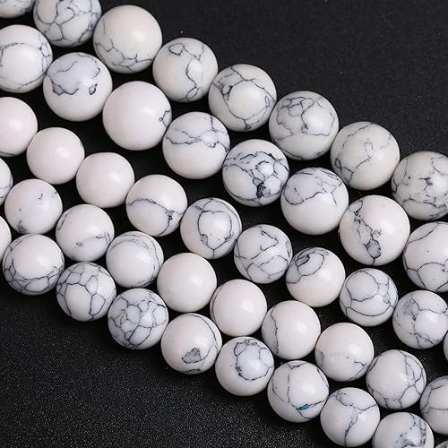 Miniatura 2 de 45 cuentas sueltas de color blanco turquesa para hacer joyas, manualidades, pulseras, collares, 1 hebra de 15 pulgadas