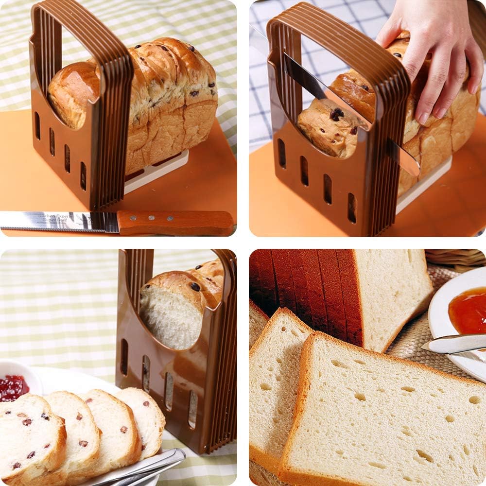 Sealive Bread Slicer Bread Machine Parts,Toast Bagel Loaf Sandwich Slicer Cutter Great for the Baker and Housewife, Foldable and Adjustable Home Kitchen Accessories, Easy to Use