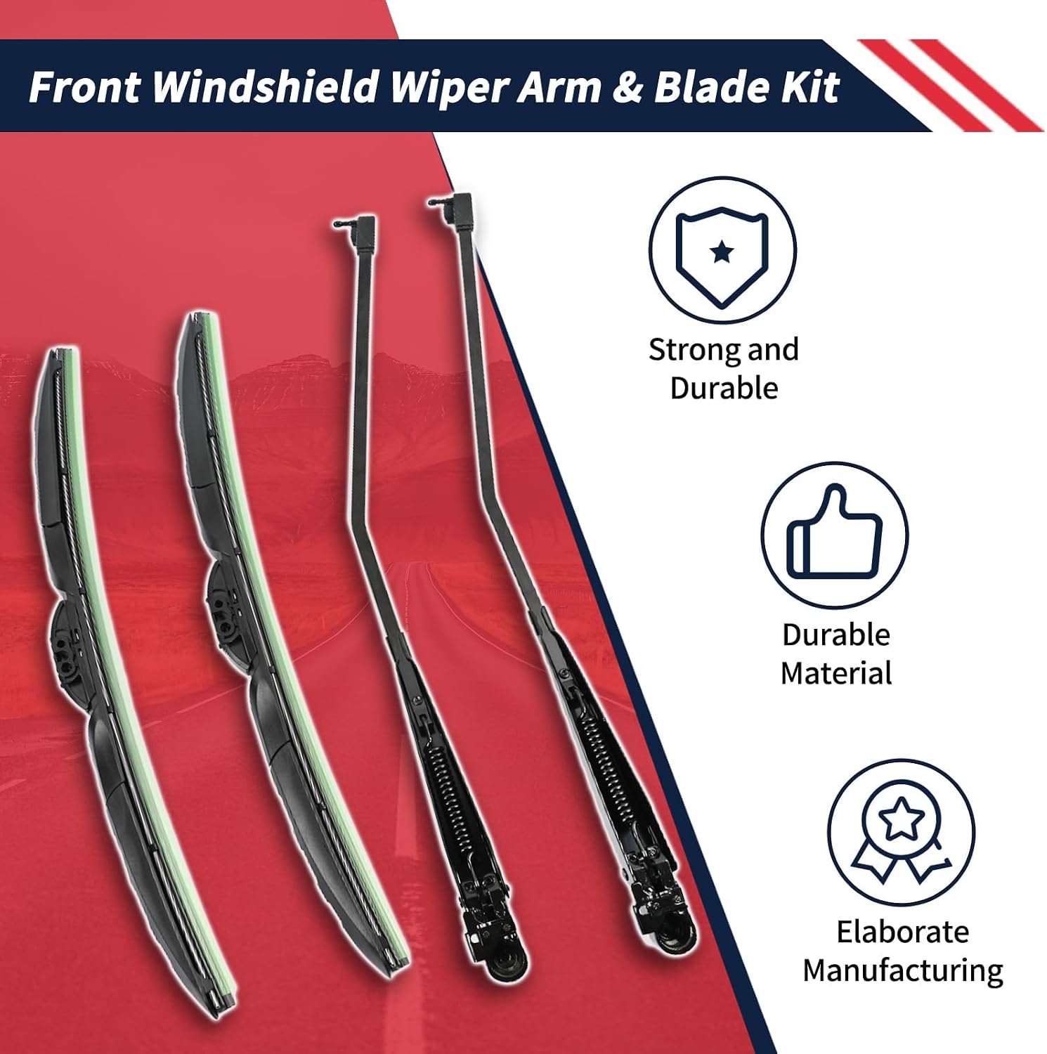 1 Pair Front Windshield Wiper Arm & 18" Blade Kit 22110157 Compatible with Chevrolet GMC C1500 C2500 C3500 K1500 K2500 K3500 1988-1994, Fit for Chevrolet GMC Suburban 1992-1994