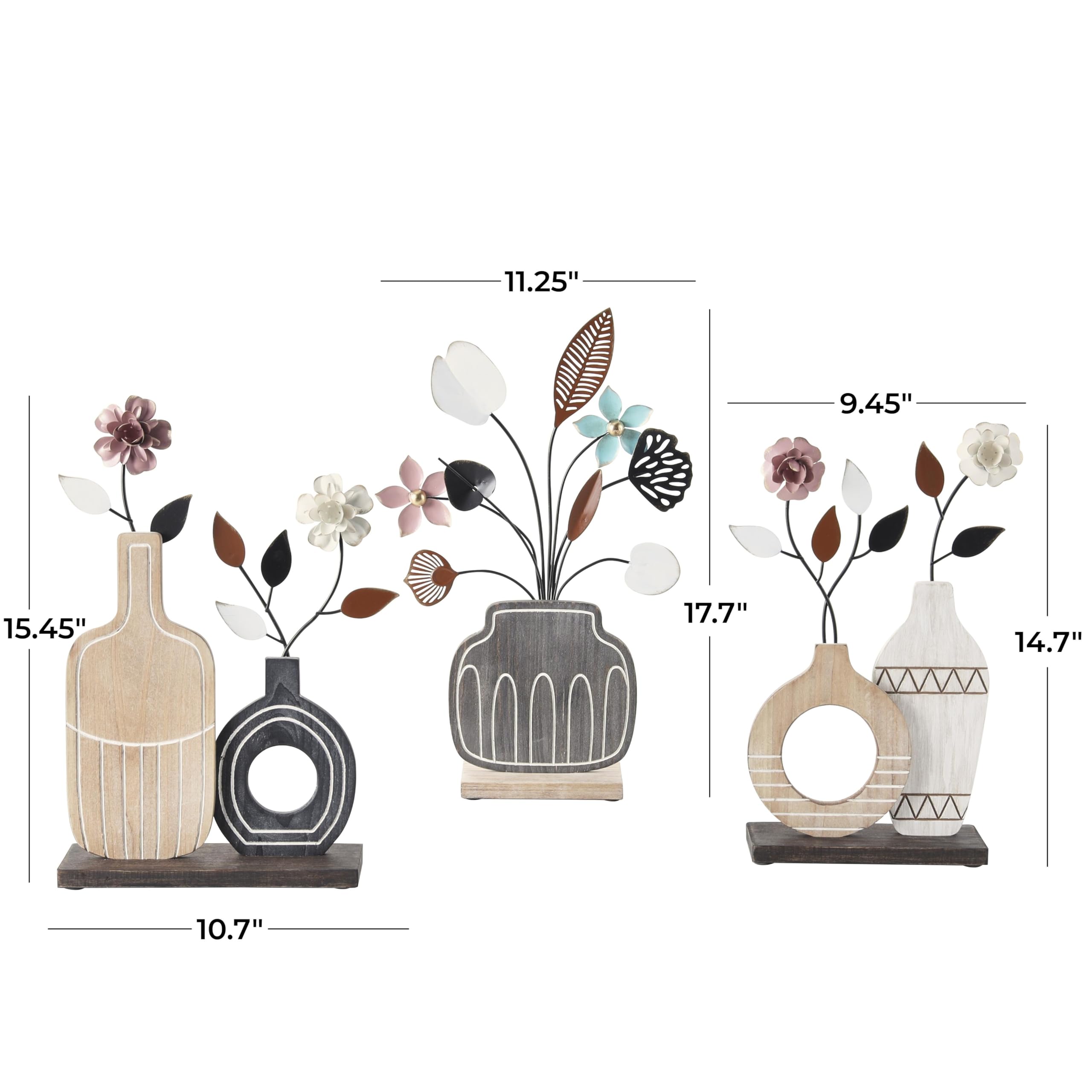 Amazon.co.jp: Deco 79 木製花の装飾彫刻模様入り花瓶 ホーム