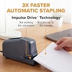 Bostitch Impulse Electric Stapler for Office, Classroom & Home, 30 Sheet Capacity, Fast No-Jam Automatic Stapling, Refill Alert & FastLoad System, Durable Design, Black, 1 Pack