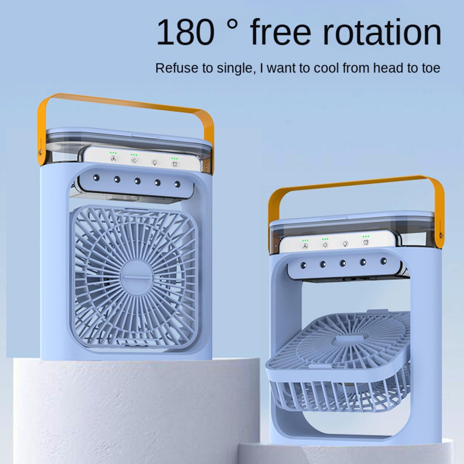 Ventilatore Portatile con Nebulizzazione Mini Ricaricabile a 3 Velocità | Raffrescatore d'Aria con LED Per Interni Camera Viaggio Campeggio Picnic Vacanza