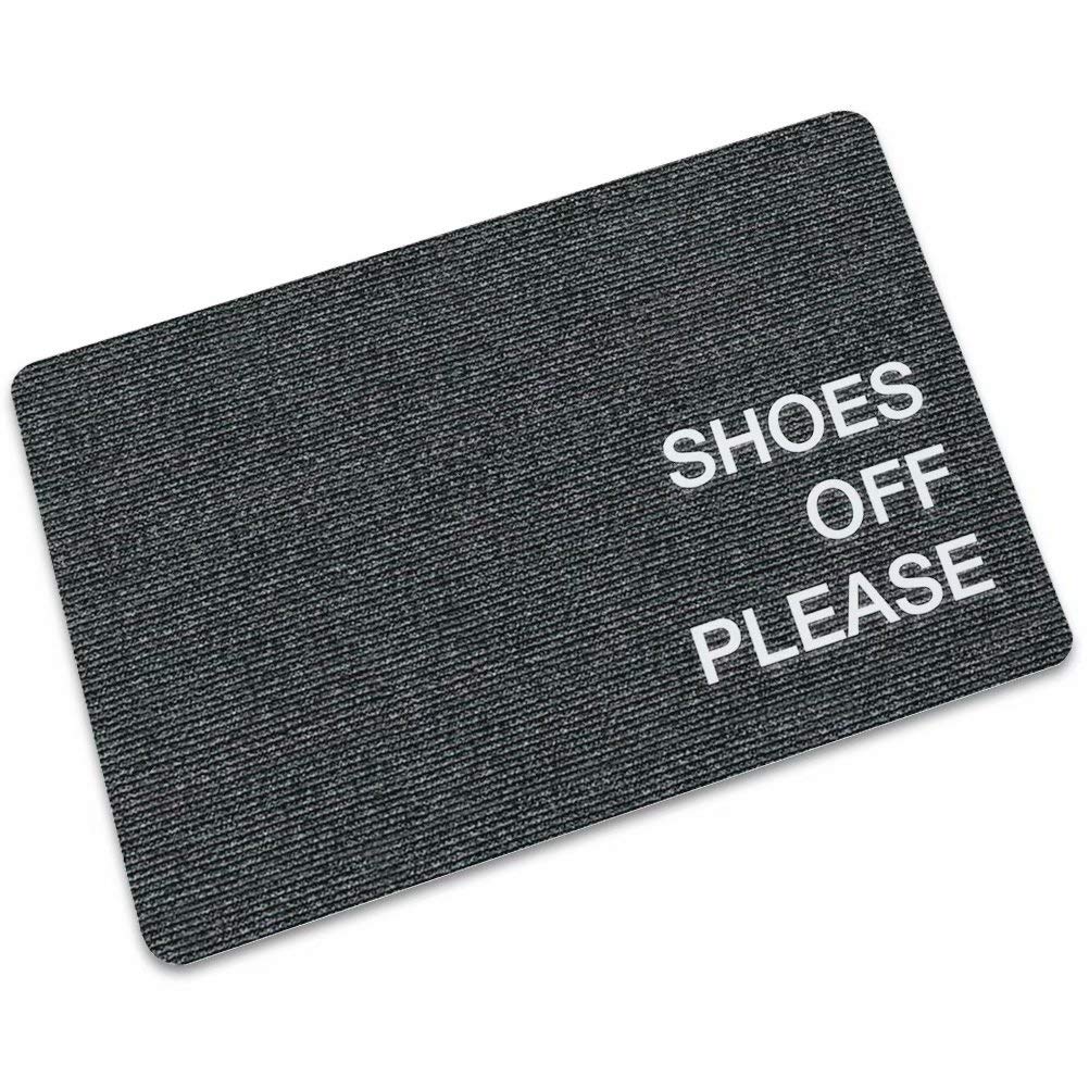 Shoes Off Please Grey Doormats Floor Mat Door Mat Rug Indoor/Outdoor Mats Welcome Doormat 36X24 Inch