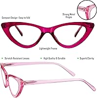 Vista 4 de Yogo Vision Reading Glasses Readers for Women Cateye Eyeglasses and Light Spring Hinge Frame