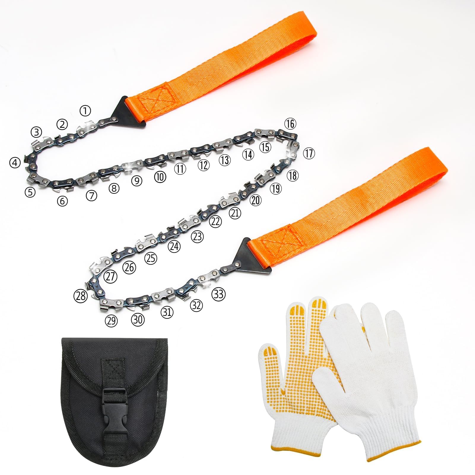 33 Denti Motosega Tascabile 103CM, JINSIHU Pocket Chainsaw Sega a Catena a Mano Sega a Catena Manual con Borsa Sega a Catena Manuale per Caccia Trekking Taglio Albero Campeggio Escursioni Giardinaggio