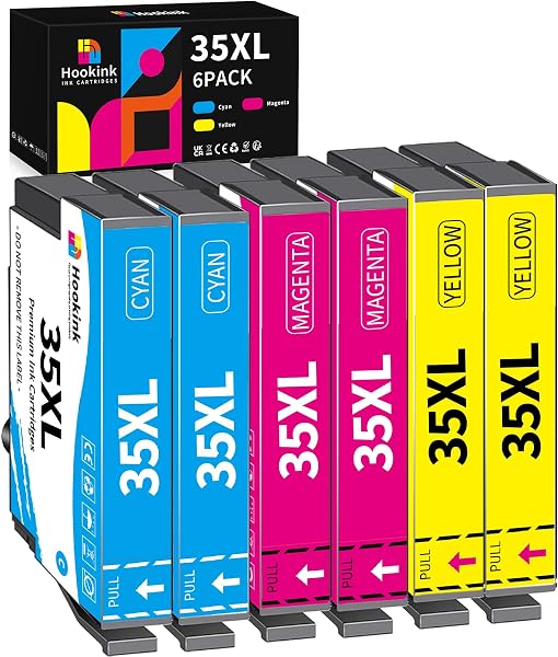 35XL kompatybilne wkłady do Epson 35 XL kolory do WorkForce Pro WF-4720 WF-4725 WF-4730 WF-4740 WF-4720DWF WF-4725DWF WF-4730DTW WF-4740DTWF (2 cyjan, 2 magenta, 2 żółty ((