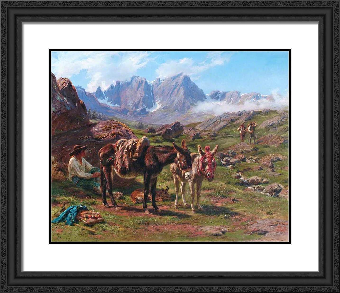 ArtDirect Bonheur Rosa 23x20 Gold Ornate Framed Art Print with Double Matting Titled: The Pyrenees
