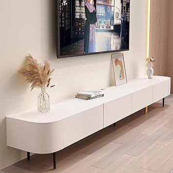 TV Stand for 32-70" TVs with Storage Cabinets, Audio Visual Media Equipment Console Solid Wood Storage Cabinet for Bedroom, Living Room, Hallway Color White, Size L140cm/55in