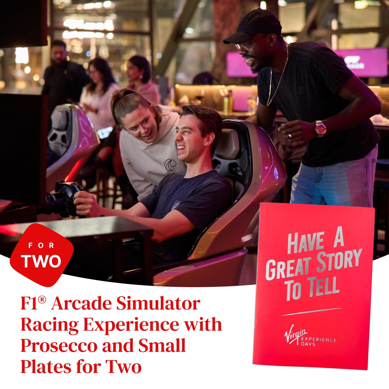 F1® Arcade Simulator Racing Experience con Prosecco e Piccole Piastre per una sessione di simulatore di due - 30 minuti per gareggiare l'uno contro l'altro in 3 gare - Londra o Birmingham